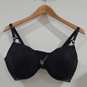 Victoria's Secret Push Up Bra Black Lace Floral 38DD Adjustable Straps